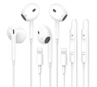 Confezione da 2 auricolari in-ear con cavo, certificati MFi, stereo Hi-Fi, con isolamento acustico, microfono integrato e controllo del volume, compatibili con i-Phone 14/Pro/14 Pro Max/14 Plus/13/12