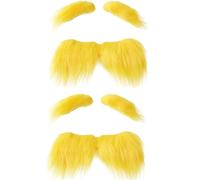 Confezione da 2 baffi e sopracciglia autoadesivi, divertenti per feste, baffi finti e folti, accessori divertenti per costumi per feste e cosplay (giallo fluorescente)