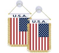 Confezione da 2 bandiere da appendere a ventosa, 10,2 x 15,2 cm, piccolo striscione americano da appendere, decorazione per ufficio, casa, tavolo, auto (Stati Uniti)