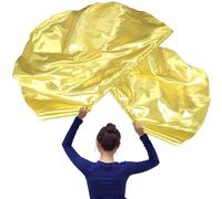 Confezione da 2 bandiere di culto semicircolari, striscioni da 140 cm, con aste regolabili, bandiere da palcoscenico riflettenti oro metallizzato per chiesa e spettacoli