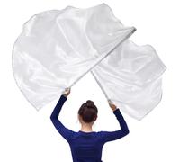 Confezione da 2 bandiere semicircolari di lode per danza, bandiere di culto in argento metallizzato 53,5 con aste regolabili, splendido striscione lucido per spettacoli in chiesa o sul palco
