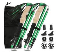 Confezione da 2 Bastoncini da Trekking Pieghevoli e Leggeri, in Alluminio 7075 Regolabili, con Impugnature in Schiuma EVA Anti-shock e Sistema di Bloccaggio Rapido(Green)