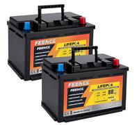 Confezione da 2 batterie al litio LiFePO4 da 12 V, 100 Ah, dimensioni mini, altezza 18,8 cm*, batteria auto BMS, 100 A, fino a 15000 cicli, per roulotte, camper, barche, motore elettrico per pesca