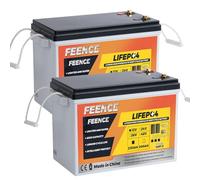 Confezione da 2 batterie al litio Mini LiFePO4 da 12 V, 330 Ah, 200 A, batteria al litio Bluetooth, fino a 15000 cicli, potenza massima 4224 Wh con taglio a bassa temperatura, perfette per RV, Solare