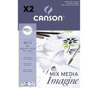 Confezione da 2 blocchi incollati, A5, 50 fogli, Canson Mix Media Imagine, grana fine 200 g