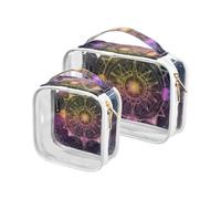 Confezione da 2 borse cosmetiche multifunzionali da appendere per tarocchi bohémien astrologiche trasparenti decorative da appendere TSA approvate borse cosmetiche multifunzionali per le donne per