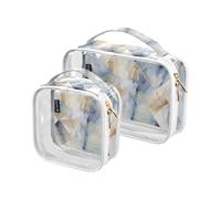 Confezione da 2 borse da toilette decorative trasparenti da appendere TSA approvate Argyle mistero blu marmo dorato borsa cosmetica da viaggio impermeabile kit da barba da uomo Bolsa de maquillaje