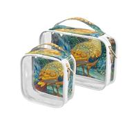 Confezione da 2 borse da toilette trasparenti da appendere, approvate dalla TSA, con motivo a forma di quaglia, trasparenti, per la rasatura