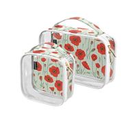 Confezione da 2 borse da toilette trasparenti decorative da uomo approvate TSA pittura a olio papavero riutilizzabile piccola borsa per il trucco da barba essenziale Bolsa de almacenamiento