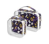Confezione da 2 borse da viaggio da uomo trasparenti da viaggio approvate TSA borsa portatile per il trucco piccola conforme alle compagnie aeroportuali e speckles, Macchie