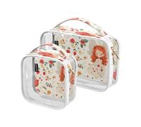 Confezione da 2 borse da viaggio decorative trasparenti approvate TSA Cartoon Charming Fairy Flowers impermeabili grandi borse cosmetiche per donne uomini kit da barba de maquillaje para