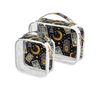 Confezione da 2 borse da viaggio trasparenti da appendere TSA approvate da viaggio per il trucco portatile Airport Airline Compliant Gothic Mystic Tarot Oroscopo, Oroscopo dei tarocchi mistici gotici