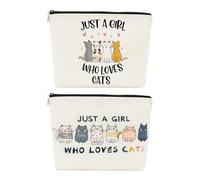 Confezione Da 2 Borse Per Cosmetici Per Gatti Da Donna, Borsa Per Gatti Dei Cartoni Animati, Borsa Per Cosmetici Per Animali Carini, Regalo Per Gli Amanti Dei Gatti