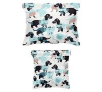 Confezione da 2 borse per cosmetici tascabili in ecopelle, piccole pochette per trucco, mini tasca tascabile, borsa da viaggio per cosmetici e gioielli, Love You San Valentino felice, Motivo: 3422,