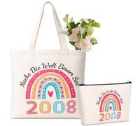 Confezione da 2 borse per il 18° compleanno da donna, in cotone, con arcobaleno, divertente regalo per donne, sorelle, fidanzate