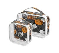 Confezione da 2 borse trasparenti da viaggio per cosmetici, articoli da toeletta da basket, moderni, per donne, uomini e ragazze, borsa organizer per cosmetici da viaggio per oggetti essenziali da