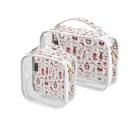 Confezione da 2 borse trasparenti da viaggio per cosmetici, articoli da toeletta di Babbo Natale, regalo di Natale per donne, uomini e ragazze, borsa organizer per cosmetici con pinguino natalizio per