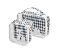 Confezione da 2 borse trasparenti da viaggio per cosmetici, cosmetici, articoli da toeletta con coniglietto pasquale felice pasquale, per donne, uomini e ragazze, borsa organizer per cosmetici a