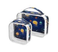 Confezione da 2 borse trasparenti da viaggio per cosmetici, cosmetici, articoli da toeletta con pianeti e stelle, per donne, uomini e ragazze, borsa organizer per cosmetici Galaxy Space per oggetti