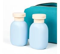 Confezione da 2 bottiglie da viaggio ricaricabili da 100 ml con tappo a scatto per viaggi aerei, bottiglie da toilette in plastica a tenuta stagna per shampoo, balsamo, lozioni, creme, bagagli a mano