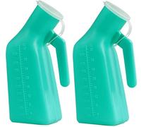 Confezione da 2 bottiglie di urina for orinatoio maschile spesso da 1000 ml, bottiglia portatile for pipì con coperchio anti-rovesciamento for viaggi e raccolta delle urine, verde