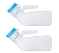 Confezione da 2 bottiglie per orinatoio maschile con coperchio che si illumina al buio, 1000 ml, in plastica, con tappo a vite a prova di perdite, per viaggi e raccolta di urine, scala di misurazione