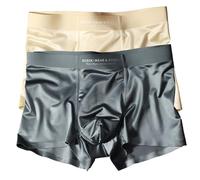 Confezione da 2 boxer da uomo in seta di gelso - Biancheria intima ultra morbida e confortevole, Sa-bianco-blu, L