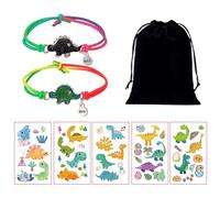 Confezione da 2 Braccialetti con Dinosauri Che Cambiano Colore E 5 Adesivi con Dinosauri, con Sacchetto per Gioielli da 1 Pezzo, Braccialetto Creativo per Bambini, Braccialetto Dell'Amicizia