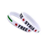 Confezione da 2 braccialetti delicati in silicone con bandiere siriane per esprimere la pace e cause internazionali accessorio di protesta giovanile, Misura unica, come descritto