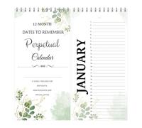 Confezione da 2 calendari perpetui di compleanno, promemoria per libri, 12,7 x 25,4 cm, calendario perpetuo, annuale, mensile e giornaliero, da appendere alla parete, per date importanti, compleanni,