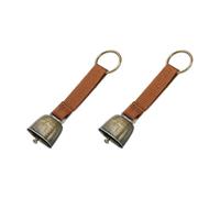 Confezione da 2 campane per collare per cani, campanelle a forma di orso forte con cinturino in pelle, campanelle in rame al pascolo, campane in ottone per animali domestici (marrone)