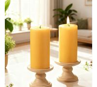 Confezione da 2 candele a cilindro di cera d'api, ciascuna brucia 35 ore, 100% pura cera d'api per la casa, perfetta per il relax e l'atmosfera (4,5 cm di larghezza x 10 cm di altezza)