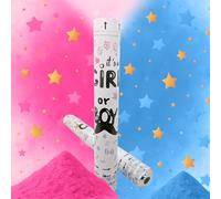 Confezione da 2 cannoni coriandoli festa rivelazione di genere sesso mix assortito rosa e blu 40 cm - Canyon Festa Rivelazione Sesso Bambino Ragazza Ragazzo Ragazze Bambini - Baby Shower Gender Reveal