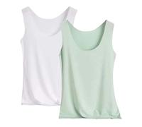 Confezione da 2 canottiere da donna, elasticizzate, senza maniche, estive, leggere, con scollo a U, in tinta unita, camisole per lo sport, Verde menta3., 3XL