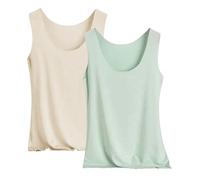 Confezione da 2 canottiere da donna, elasticizzate, senza maniche, estive, leggere, con scollo a U, in tinta unita, camisole per lo sport, Verde3., M