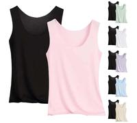 Confezione da 2 canottiere da donna estive, senza cuciture, in seta fredda, senza maniche, comode, biancheria intima da donna, taglie forti, maglietta funzionale per yoga, sport e uso quotidiano