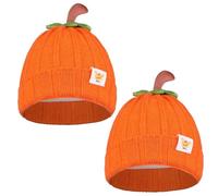 Confezione da 2 cappelli a zucca per bambini, dolcetto o scherzetto, per neonati, lavorati a maglia, per bambini, ragazze, baby shower, Natale, feste di compleanno, colore arancione
