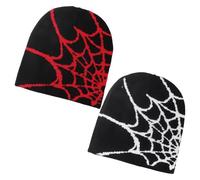 Confezione da 2 Cappelli con Stampa Ragnatela, Cappelli alla Moda E Personalizzati, Cappelli Lavorati A Maglia Caldi, Cappelli Lavorati A Maglia Elastici E Morbidi