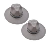 Confezione da 2 cappelli da sole da uomo a tesa larga, lavabili, delicati sulla pelle, da spiaggia per il cappello di paglia da uomo, grigio., Taglia unica