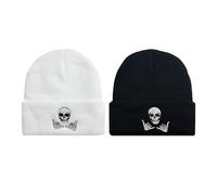 Confezione da 2 Cappelli Lavorati A Maglia, Cappelli Ricamati con Teschi, Cappelli Invernali Caldi, Berretti Unisex Resistenti al Freddo