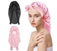 Confezione Da 2 Cappelli Lunghi Da Notte, Cappelli In Raso, Cappelli A Nastro, Cappelli Elastici, Cappelli Regolabili Per Dormire, Cappelli Da Donna