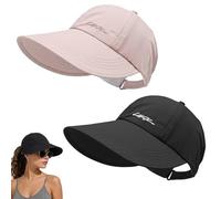 Confezione da 2 Cappellini da Baseball con Protezione Solare UPF per Uomo e Donna, con Tesa Larga Regolabile e Protezione UV, con Parte Superiore semiaperta per Code di Cavallo e Chignon (Pink+Black)