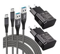 Confezione da 2 Caricabatterie con cavo USB C in Nylon Tipo C da 2 m Compatibile con Samsung Galaxy S21 S20 S8 S8+ S9 S9+ S10 S10 Plus S10e A50 A51 A30 A42 5G, Ricambio Originale Caricatore Rapido