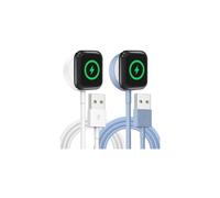 Confezione da 2 caricabatterie magnetici per Apple Watch, ricarica rapida, portatili, compatibili con Ultra2/Ultra/Series9-1, SE, 5-1 - Bianco+Blu