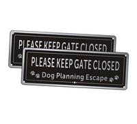 Confezione da 2 cartelli con scritta in inglese "Please Close The Gate Matal", 8,9 x 24,8 cm, cartello di fuga per pianificazione del cane, in alluminio spazzolato, inchiostro durevole, resistente ai
