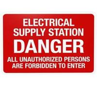 Confezione da 2 cartelli in metallo con scritta "Danger Electrical Supply Station All Unauthorized Persons Are Forbidden To Enter", segnale di avvertimento "Do Not Enter", per decorazione da parete