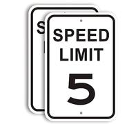 Confezione da 2 cartelli stradali con limite di velocità da 5 km/h - 30,5 x 45,7 cm - Segnale stradale per esterni con stampa UV di grado ingegneristico, per quartieri, vialetti, cortile e scuola