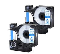 Confezione da 2 cartucce Cruxer compatibili con DYMO D1 45011 S0720510 blu su trasparente, ricambio per DYMO 12 mm 1/2 '' x 7 m, LabelManager LM 160 210D 220P 260P 280 360D 500TS 450 Label Maker