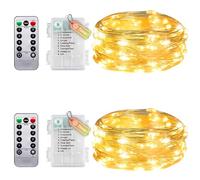 Confezione da 2 catene luminose con timer e telecomando, per interni, con batteria, 5 m, 50 LED, impermeabilità IP65, senza batterie, per camera da letto, matrimonio, Natale, feste