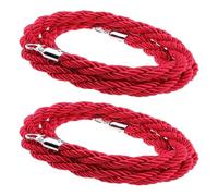 Confezione da 2 cavi di controllo da 2,4 m color argento con ganci lucidi, corda rossa per controllo della folla per eventi, feste, gestione delle code, design intrecciato ed elegante